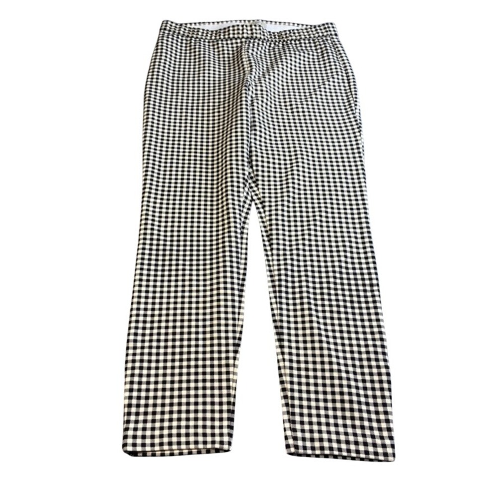 Talbots Chatham Ankle Pants Womens Size 14 Black White Gingham Pull On Stretch